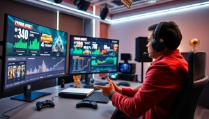 Cover the latest gaming news from a tech-savvy journalist in a vibrant studio.