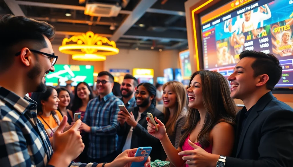 98win vibrant online gaming scene with players engaging in casino and sports betting activities.