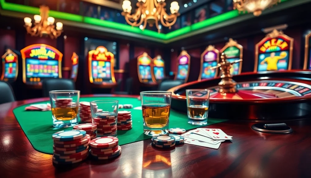 Engaging poker scene showcasing JUMLAH BACKLINK strategy with colorful chips and cards.