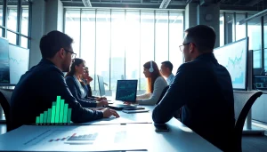 Engaged team utilizing competitive intelligence tools to analyze market data.