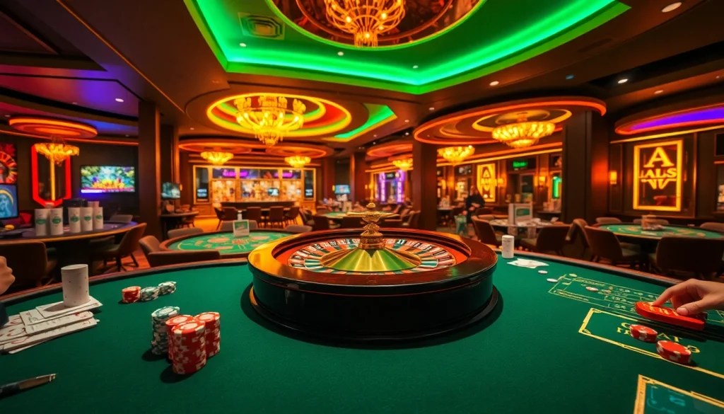 Hit Club players enjoying thrilling casino games at vibrant tables full of action.