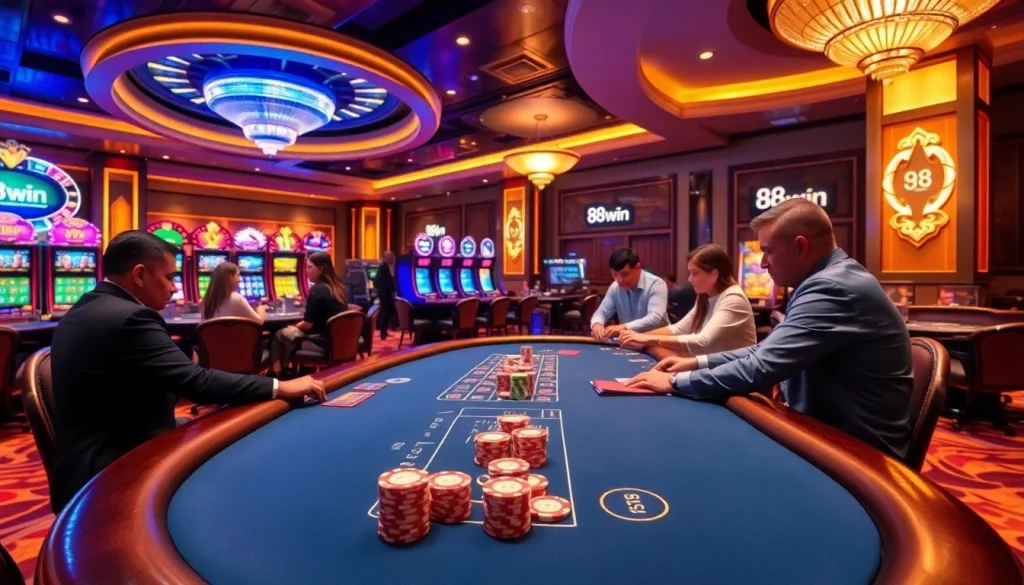 Engage in thrilling casino action at 98win's elegant gaming tables and vibrant slots.