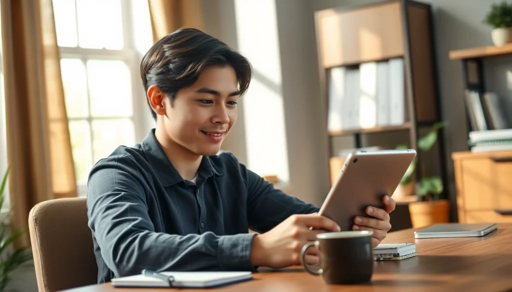 Usa el iPad Mini 6 para tomar notas en una oficina en casa cómoda y acogedora.