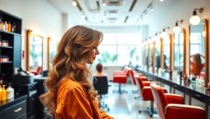 Stilist oferind servicii de salon coafura craiova într-un interior modern și elegant.