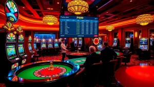 Experience the excitement of PS99 with dynamic casino gaming, including vibrant slot machines and professional poker tables.