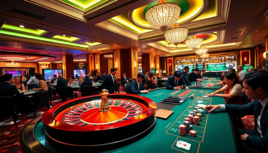 Experience the excitement of 68VIP casino gaming with vibrant roulette and players in action.
