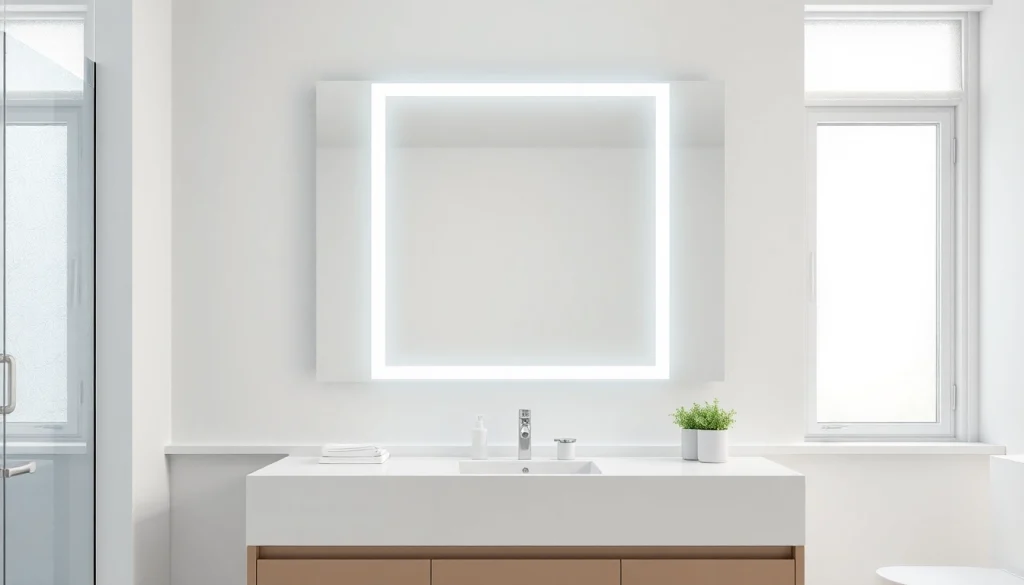 Illuminate your space with an elegant bathroom mirror featuring stylish LED accents.