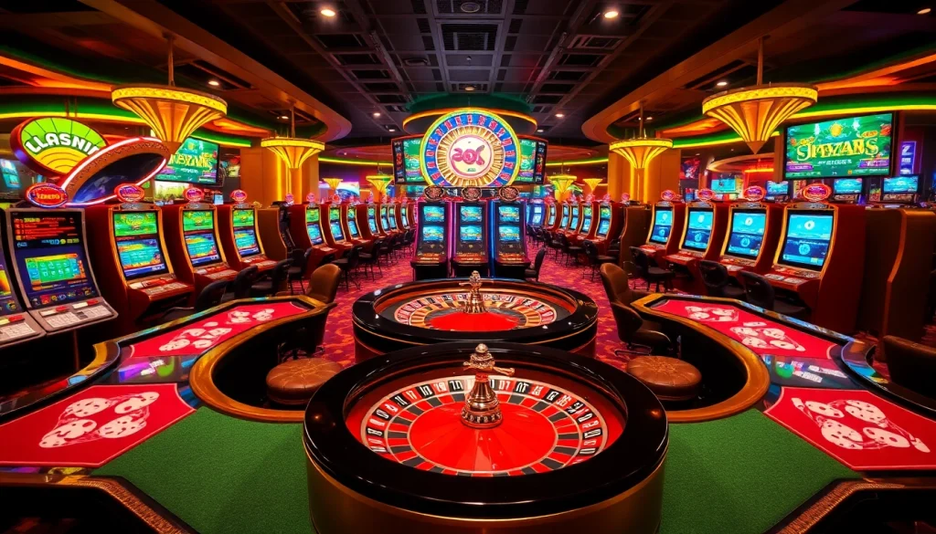 Experience thrilling moments with apk jaya in a luxurious casino filled with vibrant slot machines and poker games.