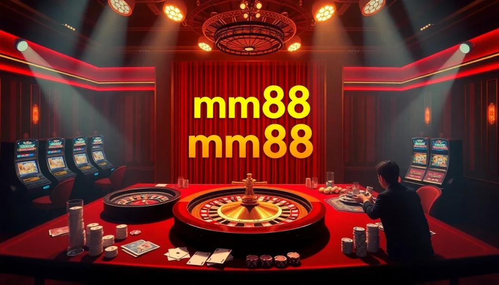 Experience the excitement of mm88 at a luxurious casino table with vibrant roulette and poker chips.