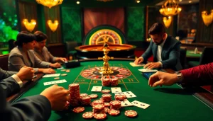 Players engaging with immersive SC88-themed casino games at a vibrant gambling table.
