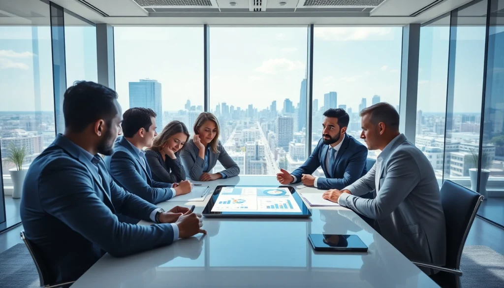 Engaged team analyzing competitive intelligence faqs data in a modern office setting.