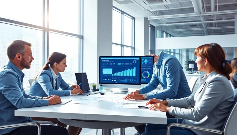 Utilizing AI for competitive intelligence in a modern workspace with data analysis tools.