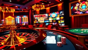 Experience the thrill of online games with the thabet link in a vibrant casino setting.