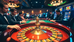 Experience the excitement of sunwin at a luxurious roulette table with vibrant casino ambiance.