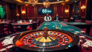 Experience thrilling gameplay at 888new casino with vibrant roulette and poker tables.