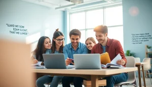 Enhance your study skills with collaborative exam help in a bright classroom.