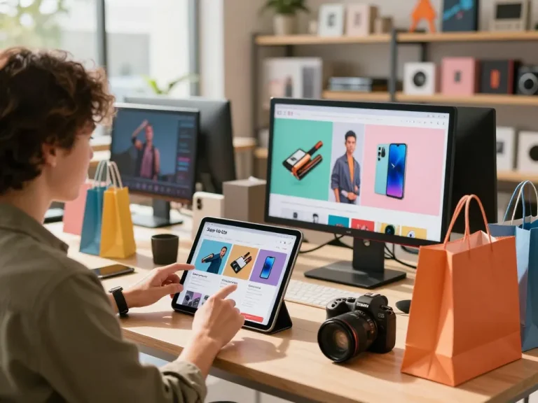 Engaged shopper on https://hubet88.icu/ exploring vibrant products while signing up for the newsletter.