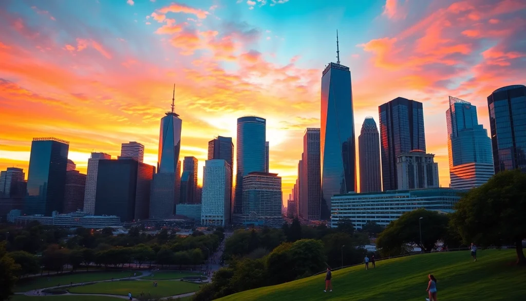 Brightet skyline showcasing innovation in a vibrant city filled with life.