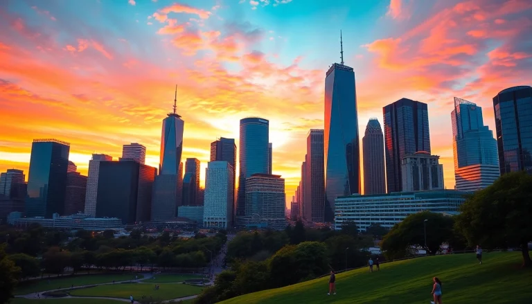 Brightet skyline showcasing innovation in a vibrant city filled with life.