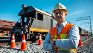 Engineer investigating derailment site to assess damage and implement safety measures.