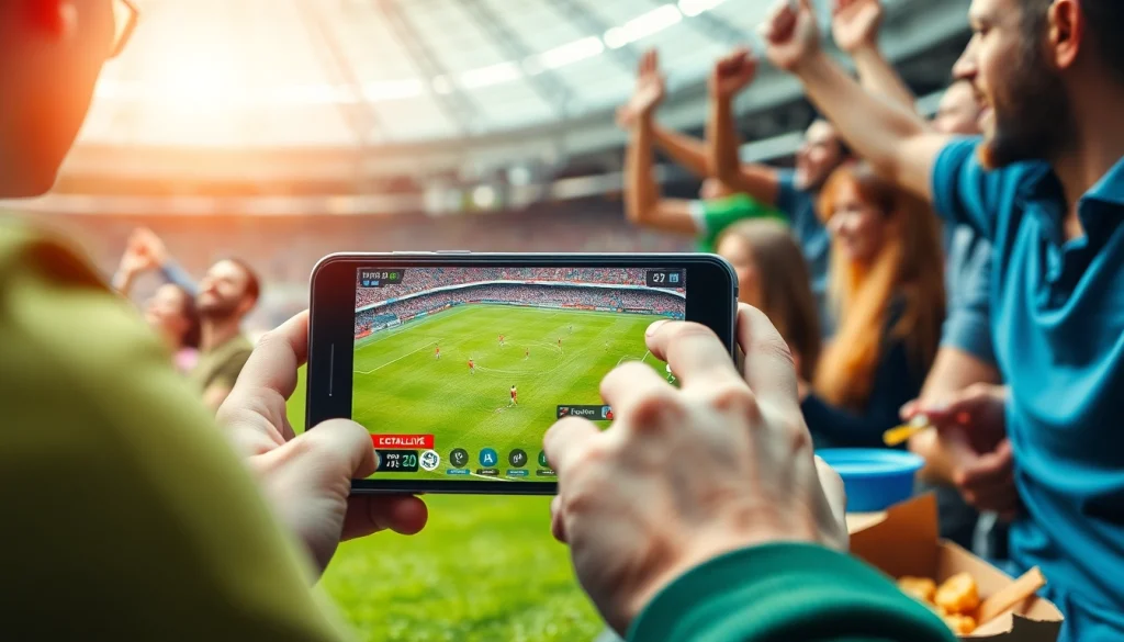 Enthusiastic fans engaging with a football match stream on https://socolive.com.co/, showcasing live HD sports excitement.