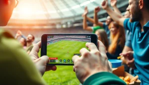 Enthusiastic fans engaging with a football match stream on https://socolive.com.co/, showcasing live HD sports excitement.
