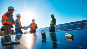 Piped Up showcases solar panel installation professionals working on a rooftop.