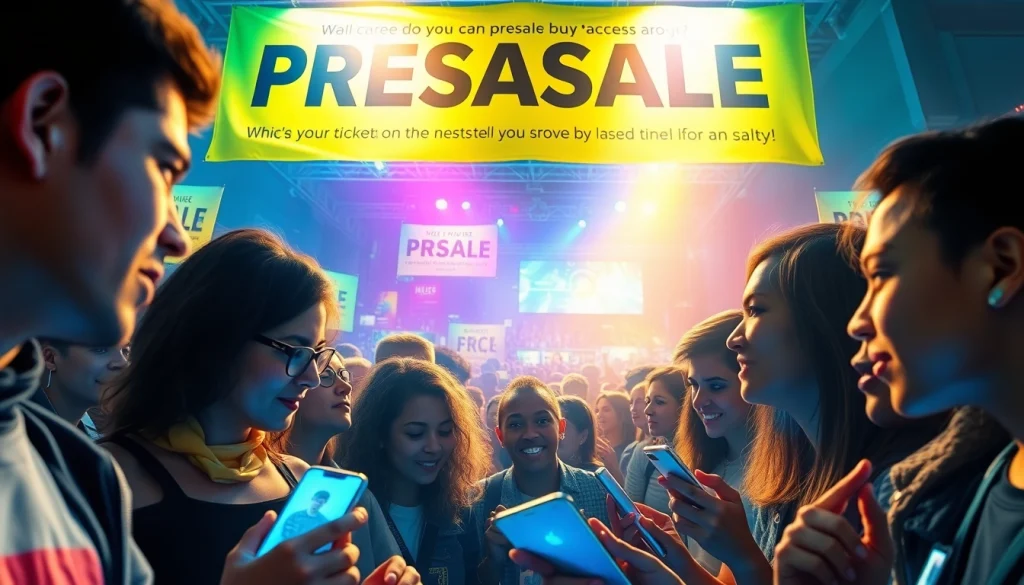 Exciting presale event showcasing diverse attendees engaged in ticket purchasing.