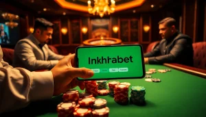 Experience thrilling poker action with link thabet in this vibrant casino scene featuring professional players.
