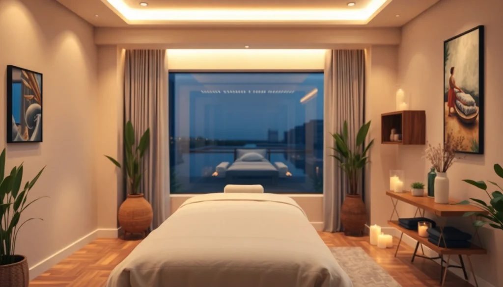 수원출장마사지 서비스의 편안한 분위기, 차분한 인테리어 및 전문적인 세팅을 강조.