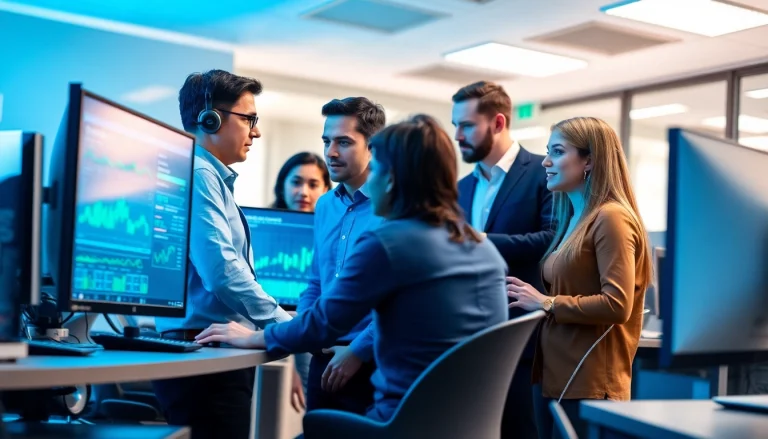 Providing expert it support services with a professional team collaborating in a modern office.