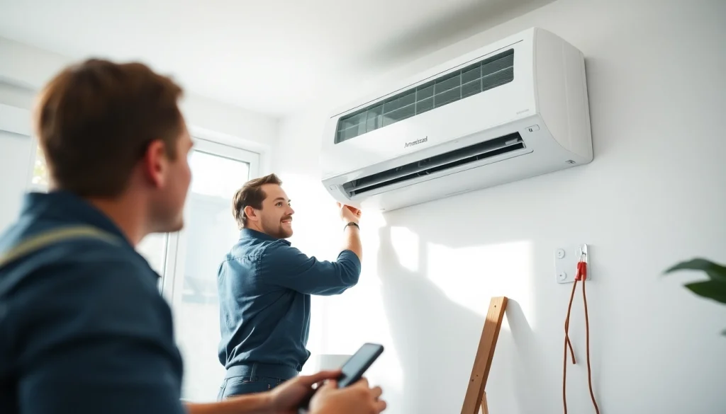 Technician expertly installing an american standard ac unit in a modern home environment.