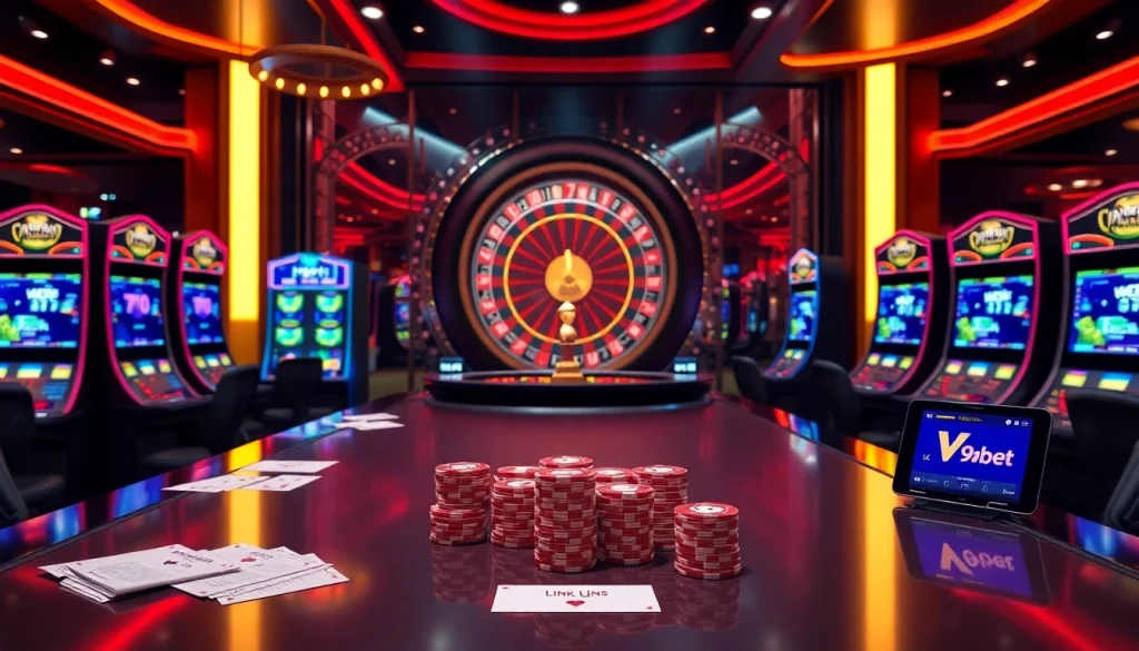 Experience the excitement of placing bets at Link V9bet with luxurious casino visuals.