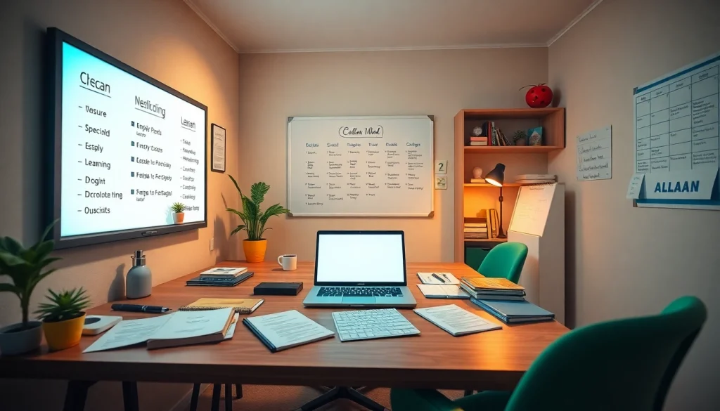 現代的な家の設定での Callan Method を用いたオンライン英会話クラス。