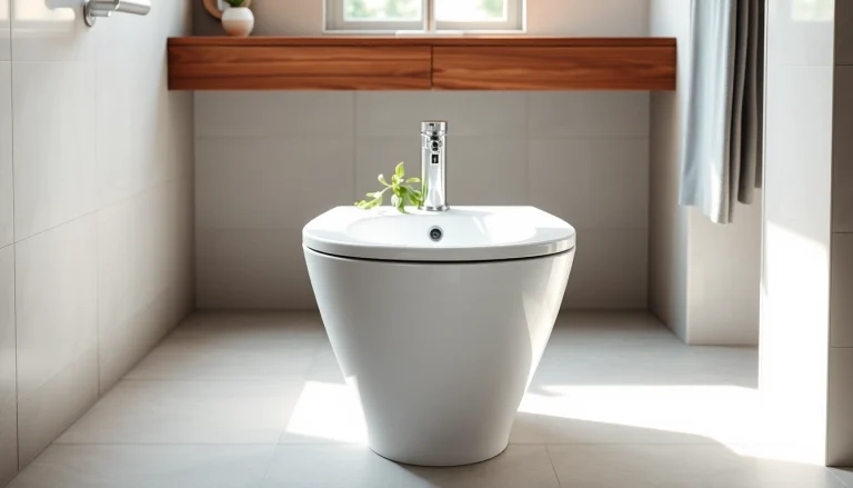 Il bidet elegante in un moderno bagno, esaltato da un'illuminazione naturale.