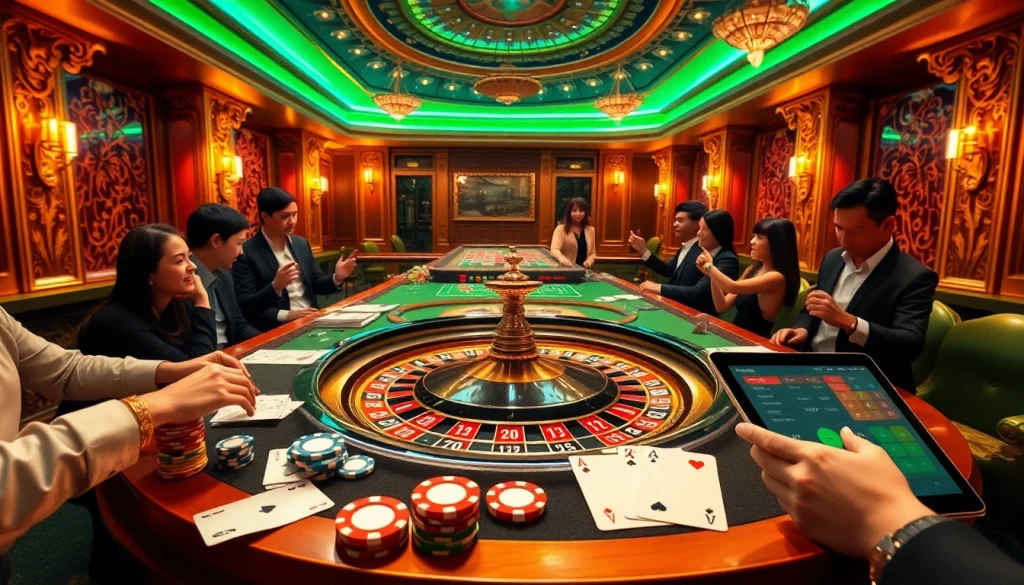 Experience thrilling gameplay at https://kg88.work/ with vibrant roulette tables and excited players.