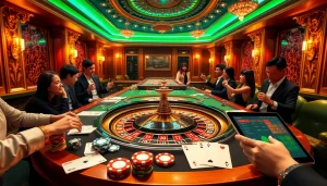 Experience thrilling gameplay at https://kg88.work/ with vibrant roulette tables and excited players.