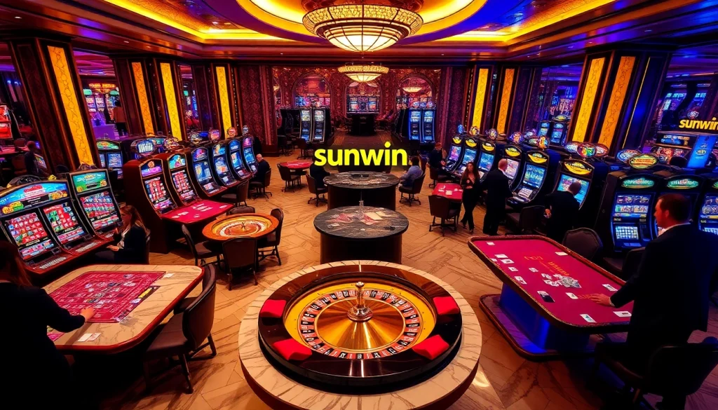 Experience the thrill of gambling with sunwin at luxurious casino tables and vibrant slot machines.