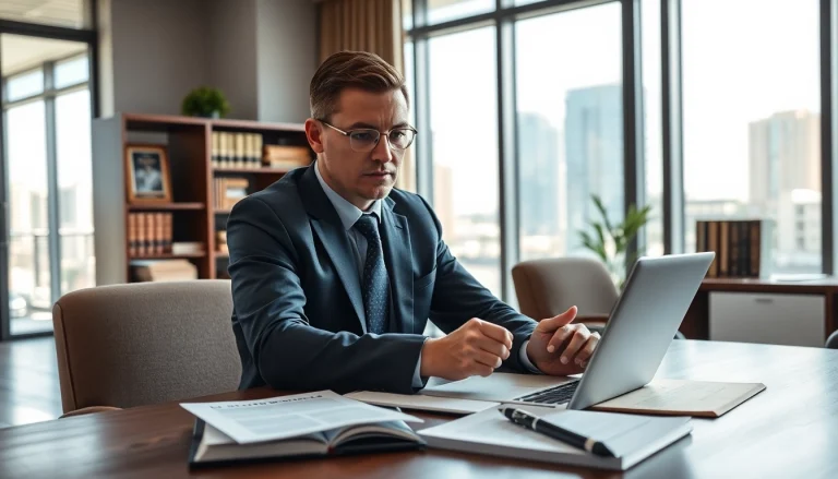 Clearwater truck accident attorney advising clients in a modern office setting.