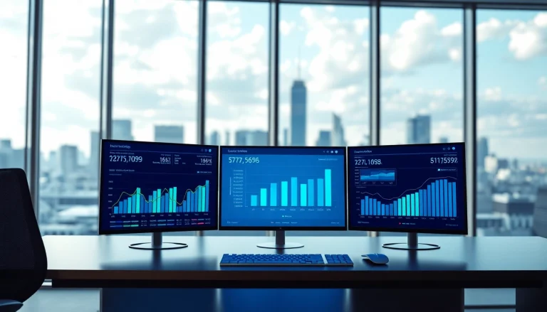 Track content engagement with a dynamic analytics dashboard in a modern office.