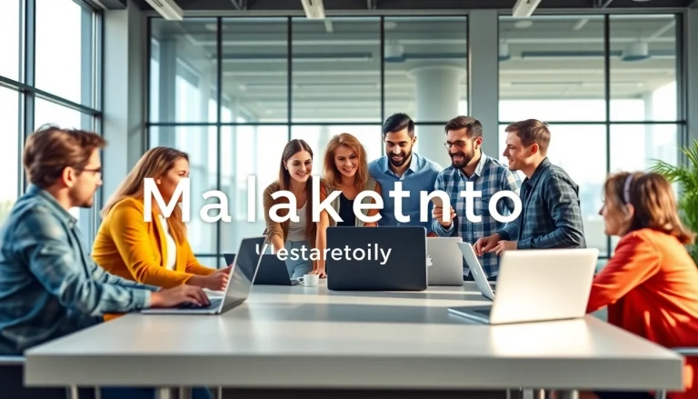Marketing-Team erarbeitet innovative Strategien in einem dynamischen Büroumfeld.