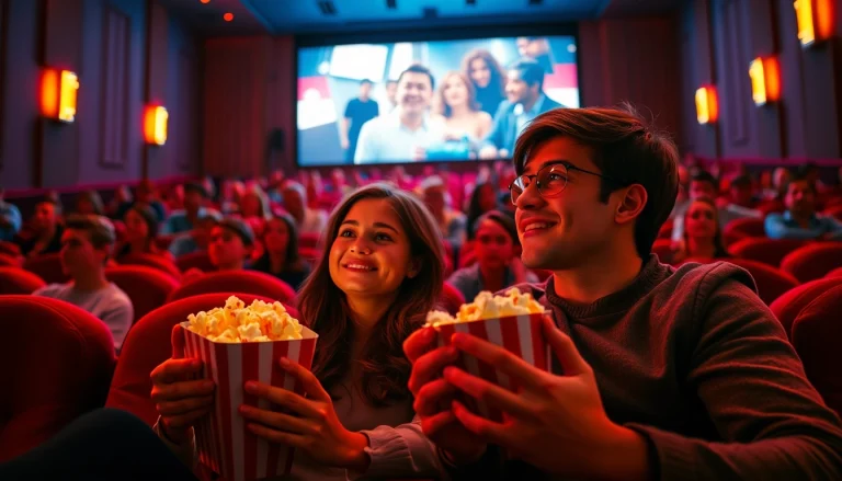 ดูภาพยนตร์ที่สร้างบรรยากาศบน 11-hd.com พร้อมคู่รักที่นั่งในโรงภาพยนตร์