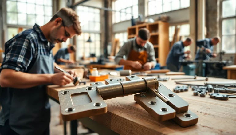 Artisans at work highlighting cabinet hinge manufacturers' craftsmanship.