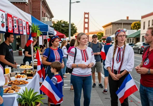 Connecting Polish community in San Francisco at https://www.sfpol.com/ outdoor festival, sharing culture and traditions.
